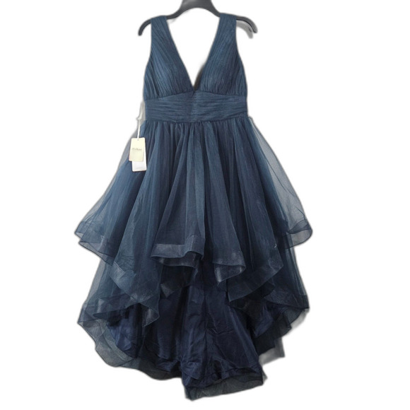NEW JJ's House Sz 12 Formal Dress Handkercheif Hem Full Tulle Skirt Navy Blue - Picture 1 of 9